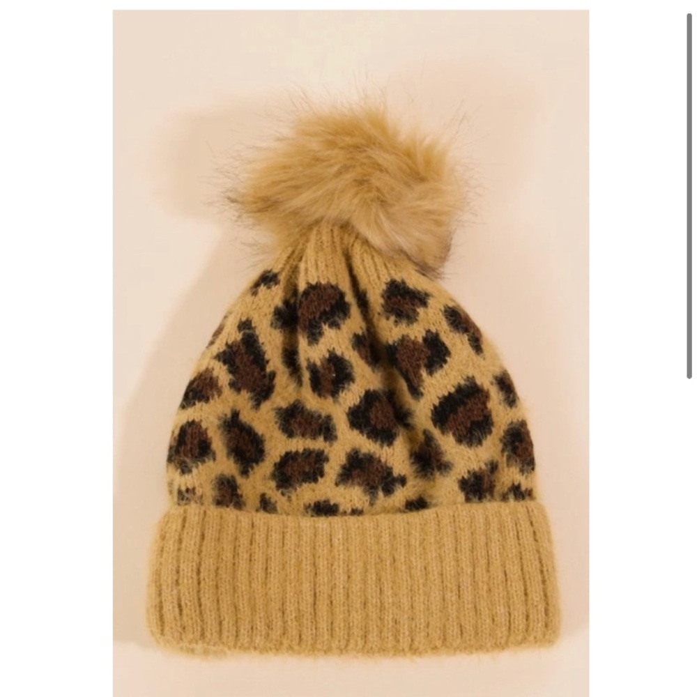 Leopard Pom Beanie